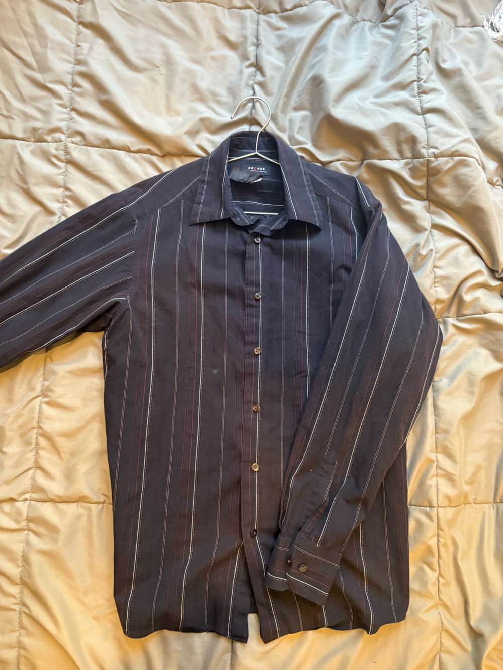 Axcess Black Shirt with Red and White Pinstripes